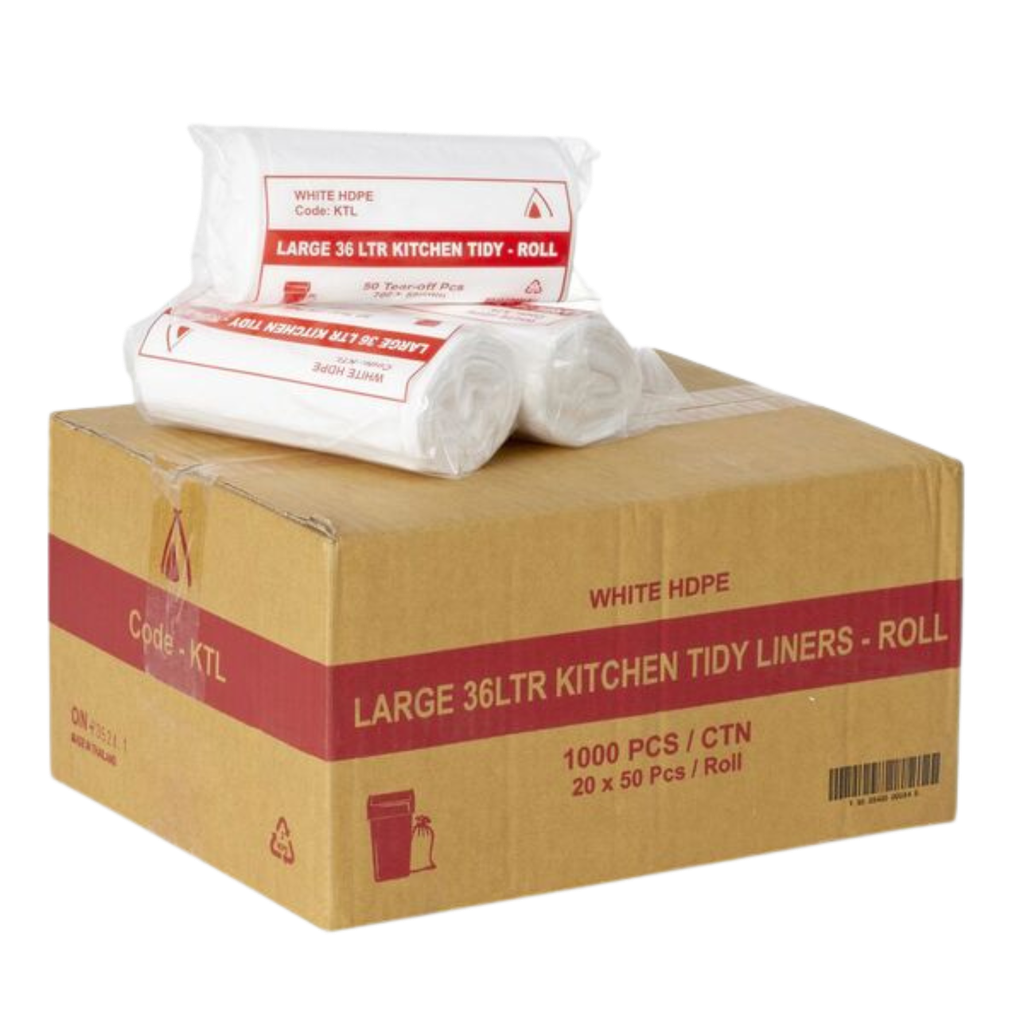 30-36L Garbage Bags - White (Roll 50)