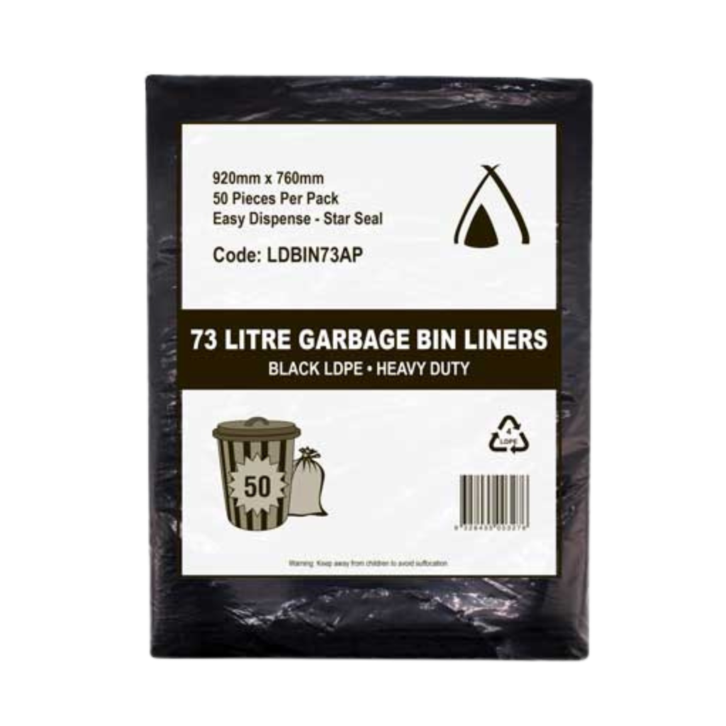 72-77L Garbage Bags - Black - (Packet 50)
