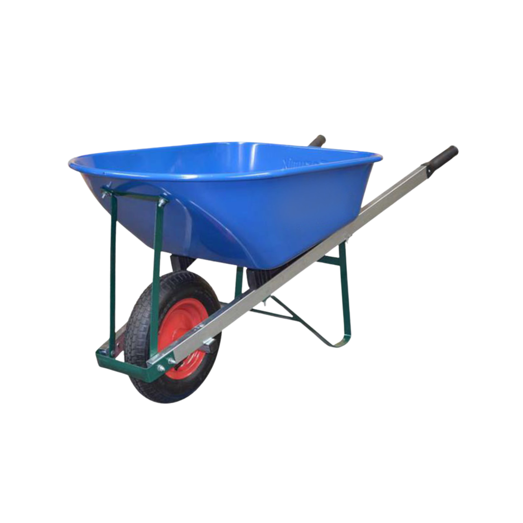 Builders Wheelbarrow - Wide Wheel, Blue Steel Tray