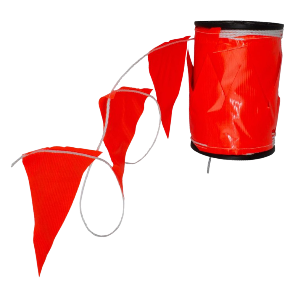 Extra Long Safety Flags - Orange Bunting - 100m on a spool (ea/6box)