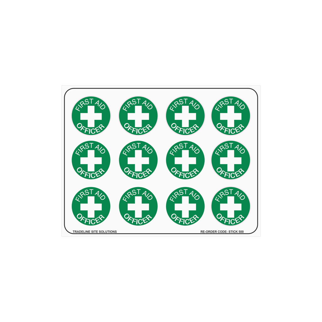 Hard Hat Stickers - (12 on sheet) - First Aid