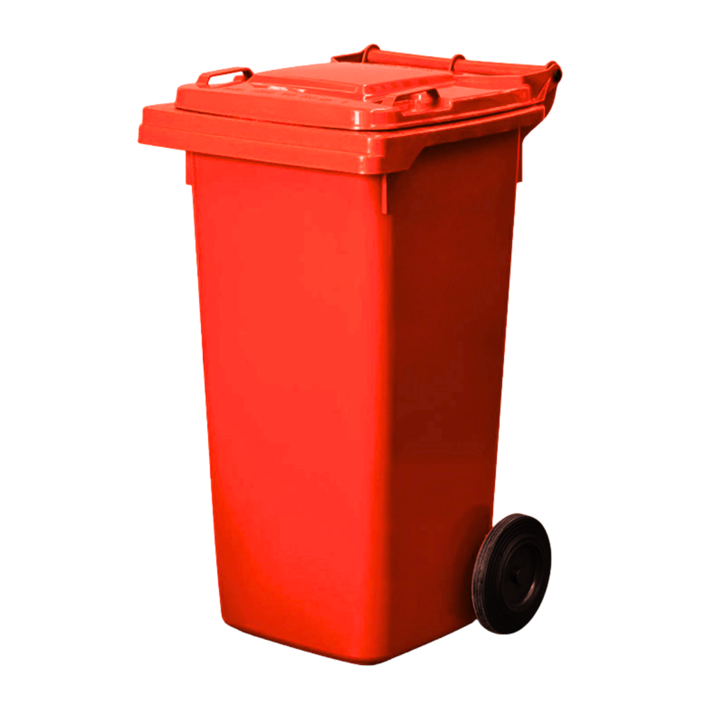 Plastic Wheelie Bin - 120 Litre - Red
