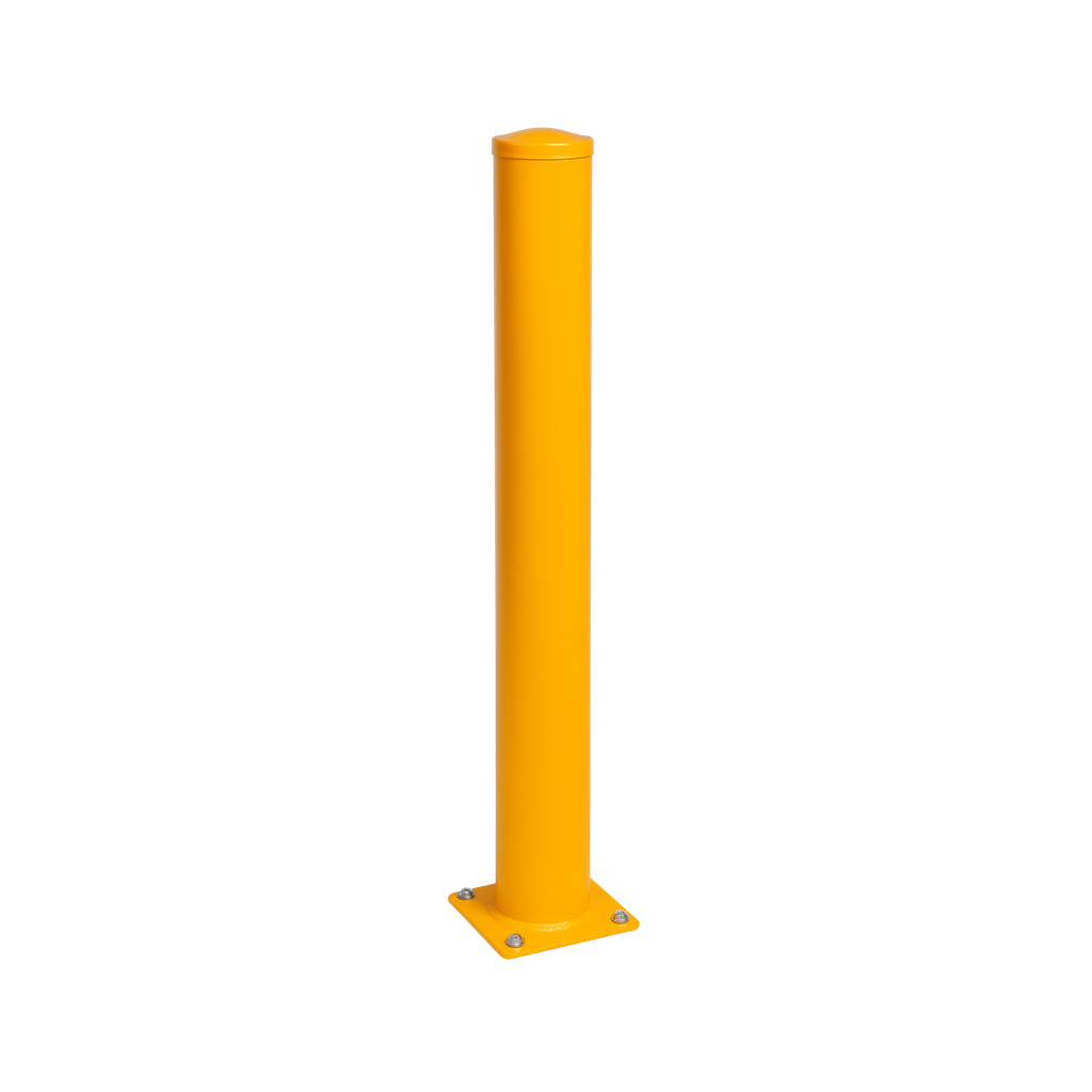 Safety Yellow Steel Bollard - 1200mm(H) x 115mmDia - Surface Mount - 3.5mm wall thickness