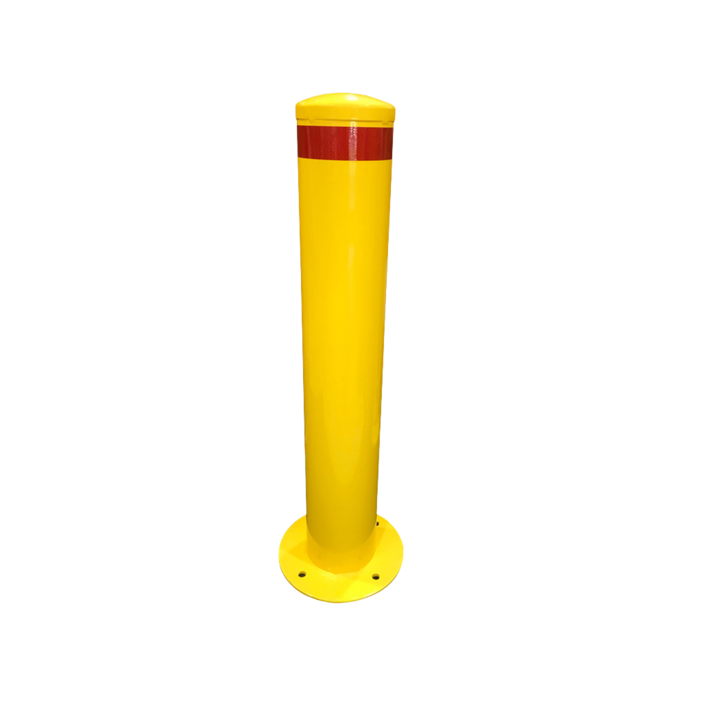 Safety Yellow Steel Bollard - 1300mm(H) x 165mm Dia - Surface Mount