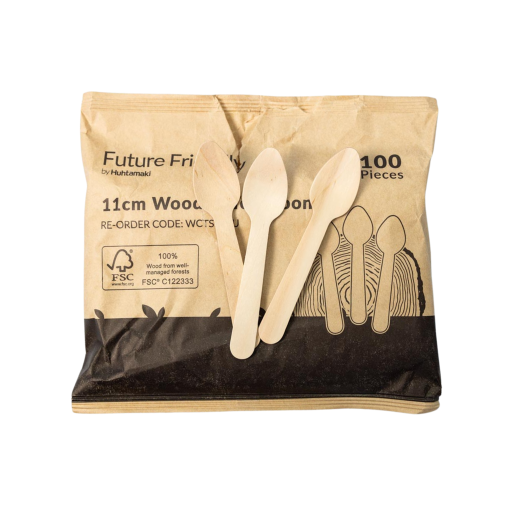 Wooden Bamboo Disposable Teaspoons (Pack of 100)