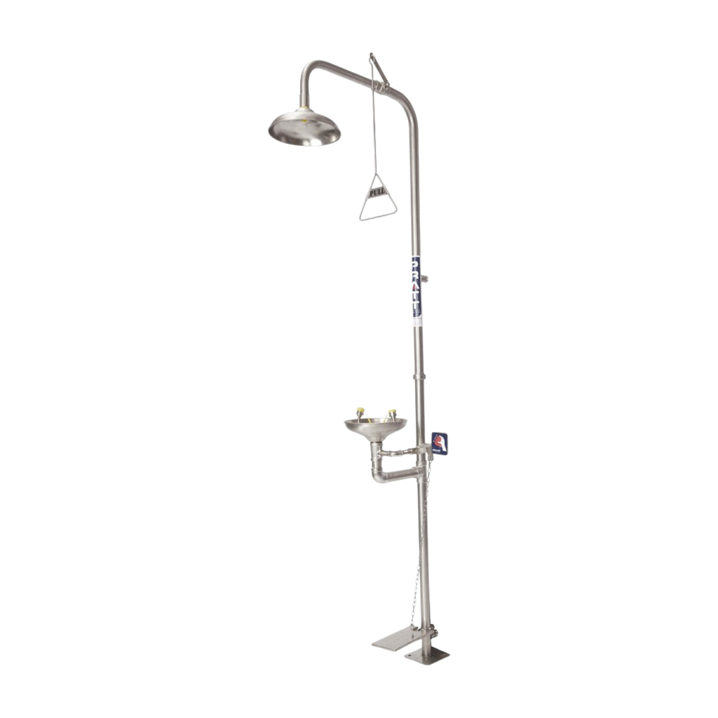 Combination 304SS Shower with Eye Wash, Bowl and Foot Treadle
