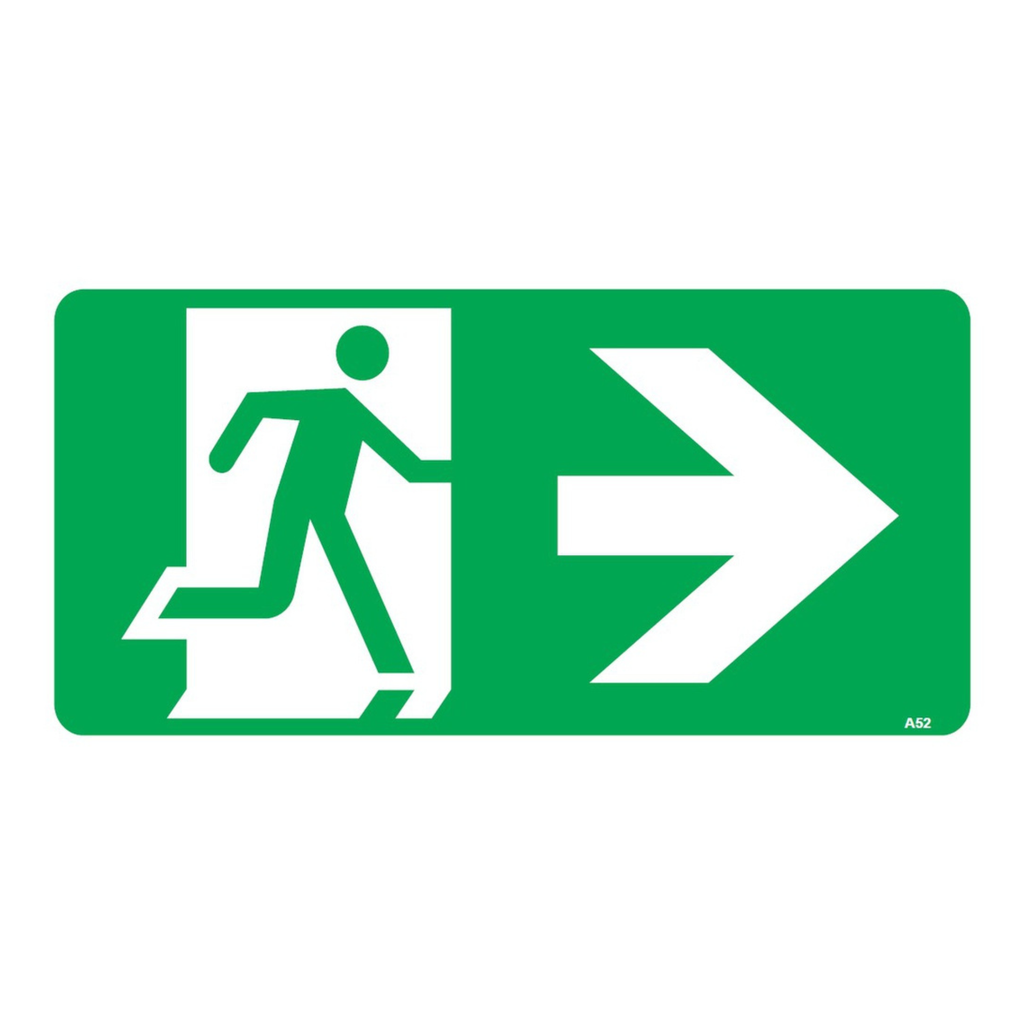 Safety Sign 350 x 180mm - Running Man (Right Arrow)
