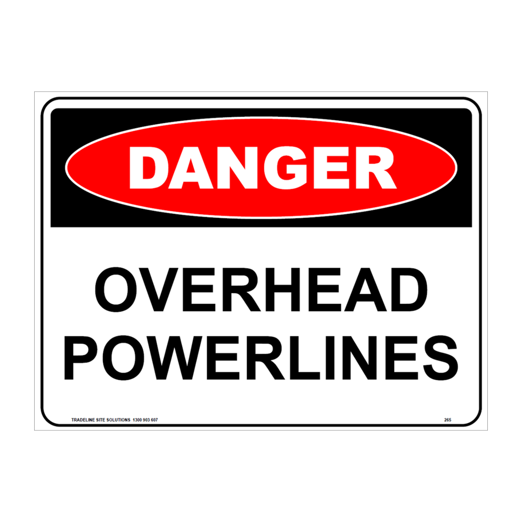 Safety Sign 600 x 450mm - DANGER Overhead Powerlines