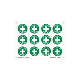 [STICK500] Hard Hat Stickers - (12 on sheet) - First Aid